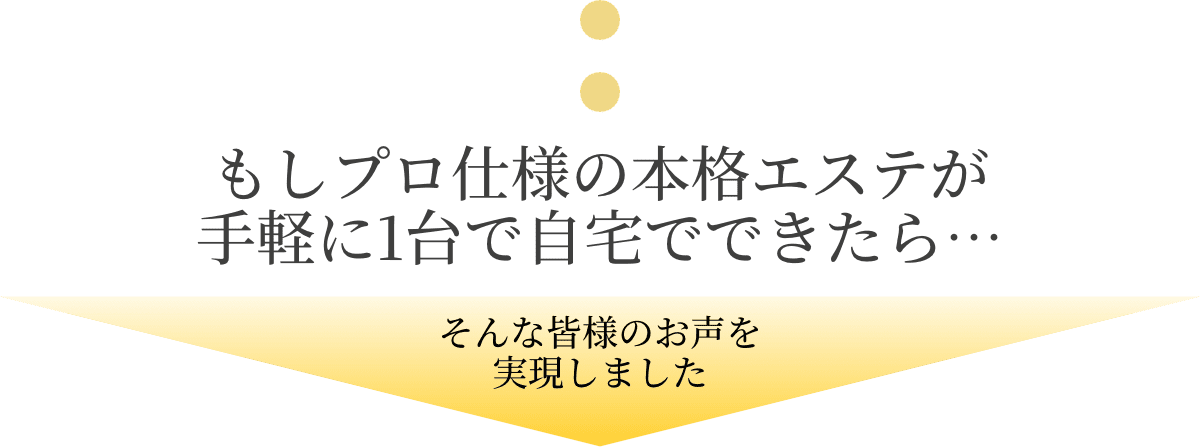 もしプロ仕様の本格エステが手軽に1台で自宅でできたら…そんな皆様のお声を実現しました